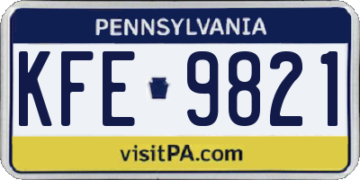 PA license plate KFE9821