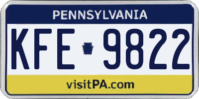 PA license plate KFE9822