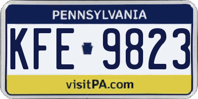 PA license plate KFE9823