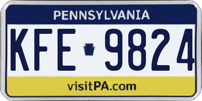PA license plate KFE9824