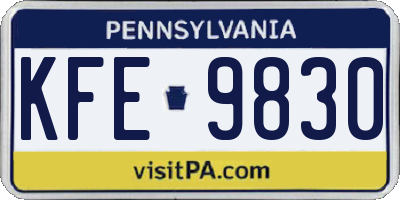 PA license plate KFE9830