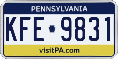 PA license plate KFE9831