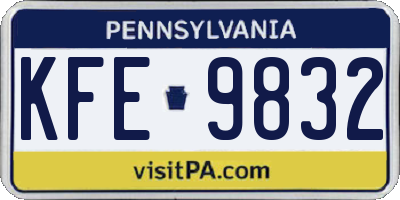 PA license plate KFE9832