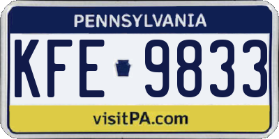 PA license plate KFE9833