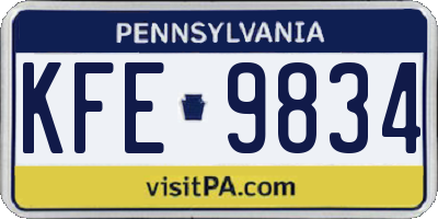 PA license plate KFE9834