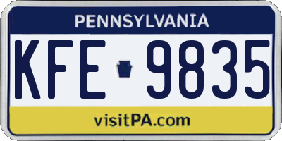 PA license plate KFE9835