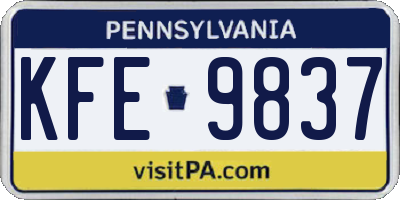 PA license plate KFE9837