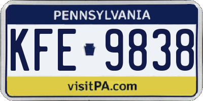 PA license plate KFE9838