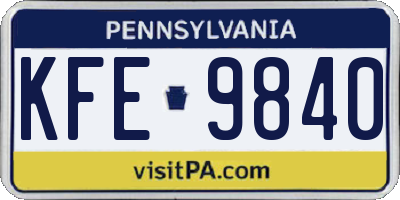 PA license plate KFE9840
