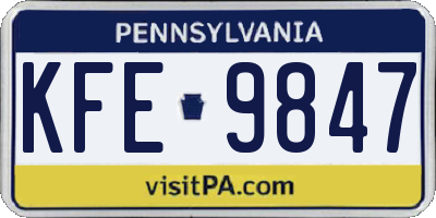 PA license plate KFE9847