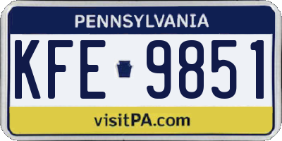 PA license plate KFE9851