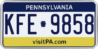 PA license plate KFE9858