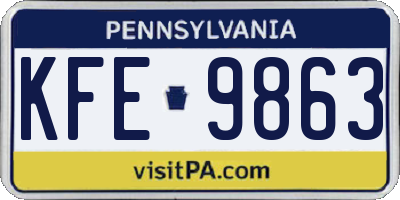 PA license plate KFE9863