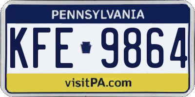 PA license plate KFE9864