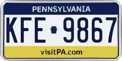 PA license plate KFE9867