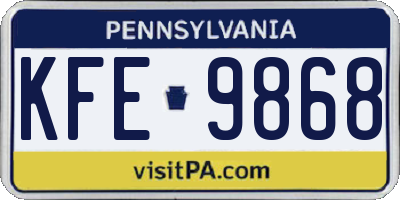 PA license plate KFE9868