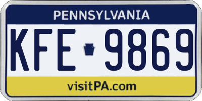 PA license plate KFE9869