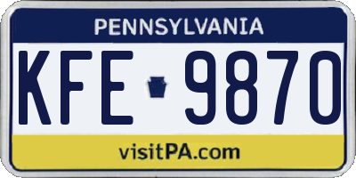 PA license plate KFE9870