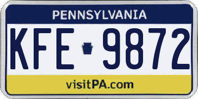 PA license plate KFE9872