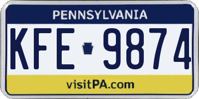 PA license plate KFE9874