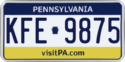 PA license plate KFE9875