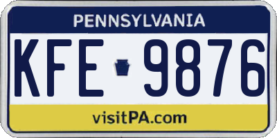 PA license plate KFE9876