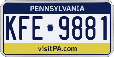PA license plate KFE9881