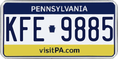 PA license plate KFE9885