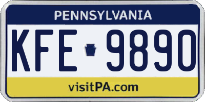 PA license plate KFE9890