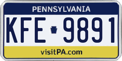 PA license plate KFE9891