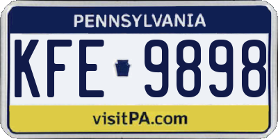 PA license plate KFE9898
