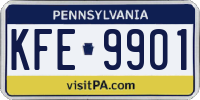 PA license plate KFE9901