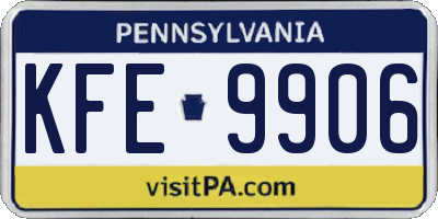 PA license plate KFE9906