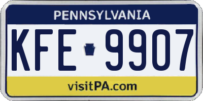 PA license plate KFE9907