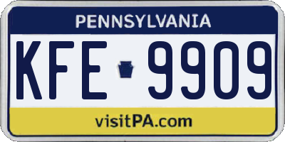 PA license plate KFE9909