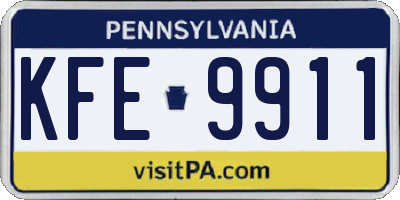 PA license plate KFE9911