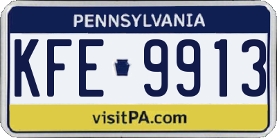 PA license plate KFE9913