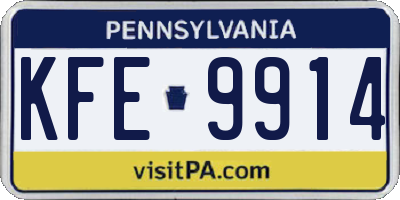 PA license plate KFE9914