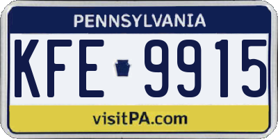 PA license plate KFE9915