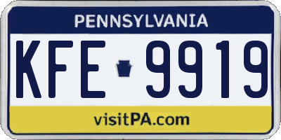 PA license plate KFE9919