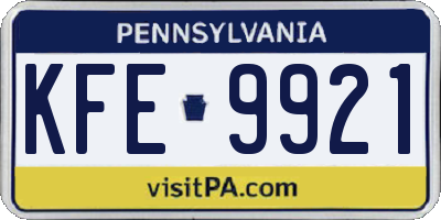 PA license plate KFE9921
