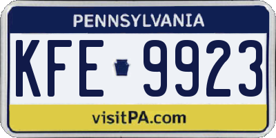 PA license plate KFE9923