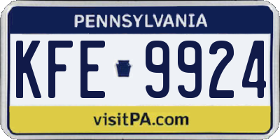 PA license plate KFE9924