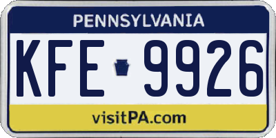 PA license plate KFE9926