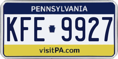 PA license plate KFE9927