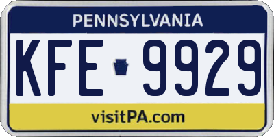 PA license plate KFE9929