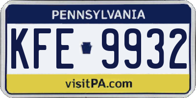 PA license plate KFE9932