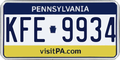 PA license plate KFE9934