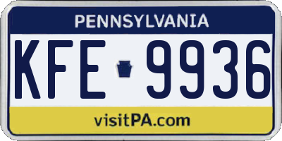 PA license plate KFE9936