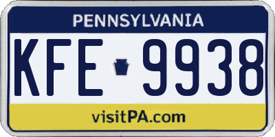 PA license plate KFE9938